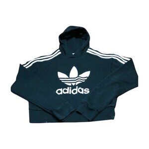Adidas Cropped Sweatshirt Girls Size L Black Originals Hoodie